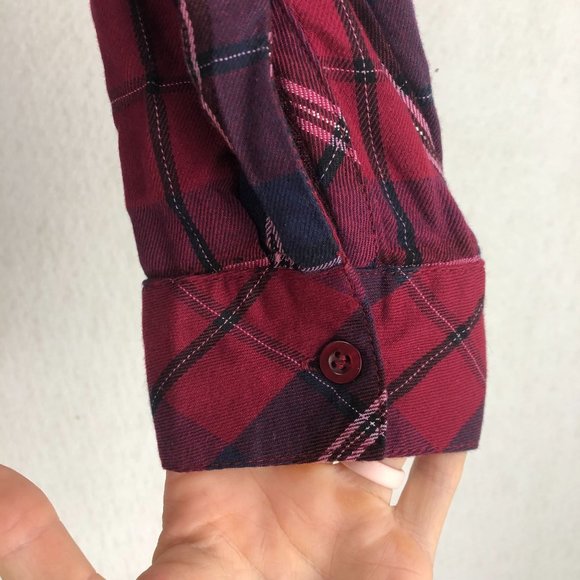 KUT FROM THE KLOTH Plaid Button Front Shirt Women's Size Small Red Blue Collared - Picture 7 of 10